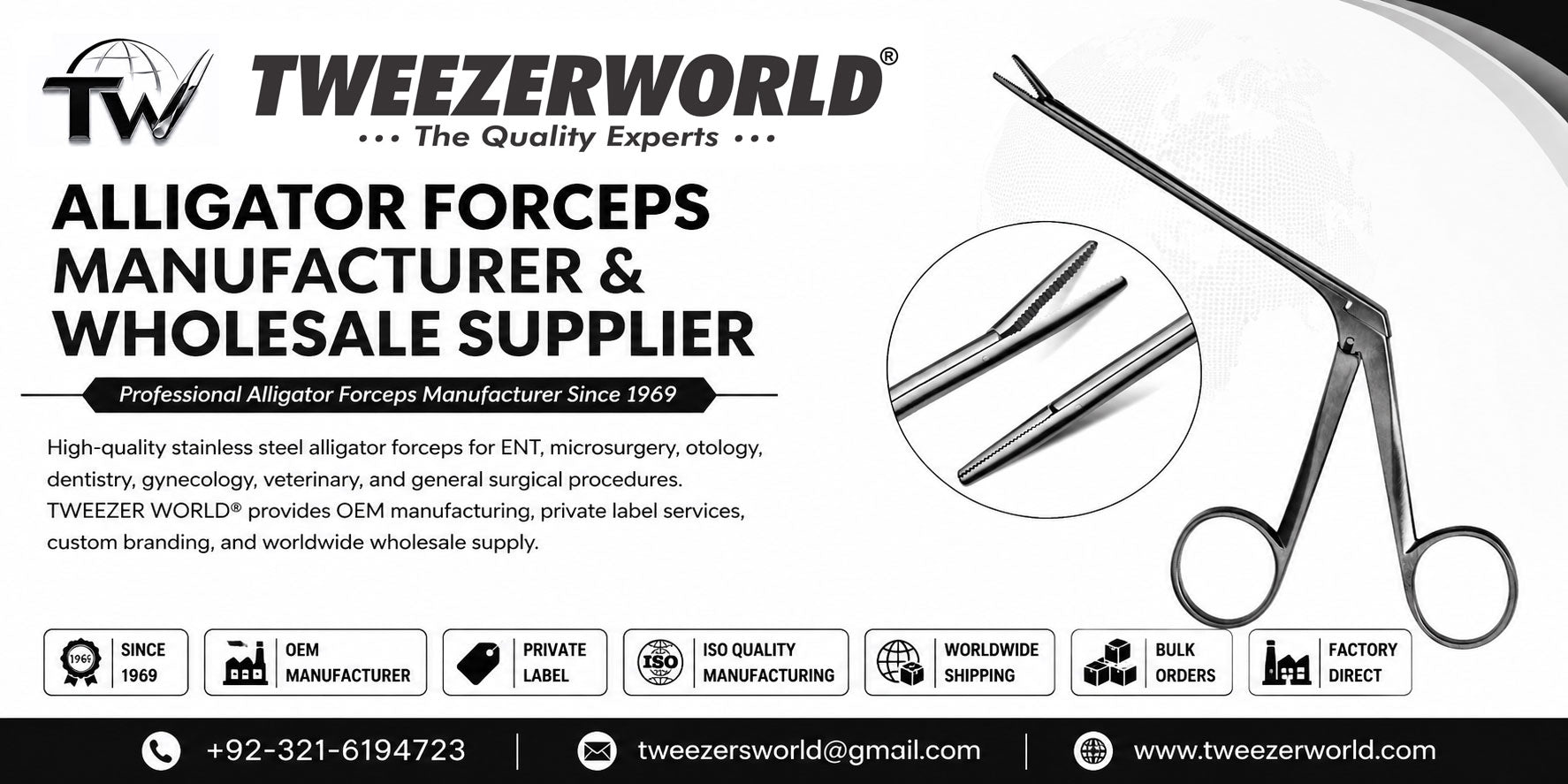Alligator Forceps manufacturer and supplier by TWEEZER WORLD