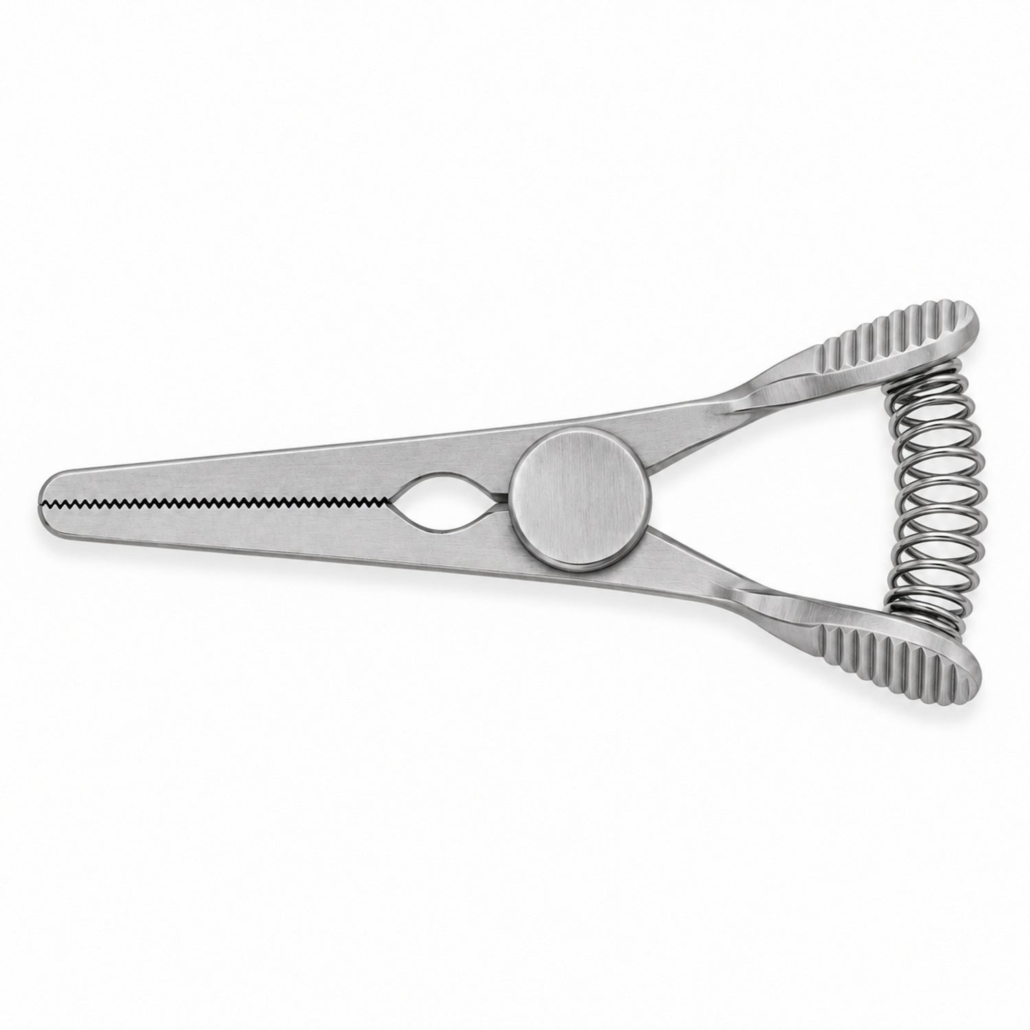 DeBakey Glover Bulldog Clamp – Straight, 20 mm Jaw — top view, catalogue illustration on white background