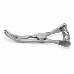DeBakey Glover Bulldog Clamp – Curved, 25 mm Jaw — side profile, catalogue illustration on white background