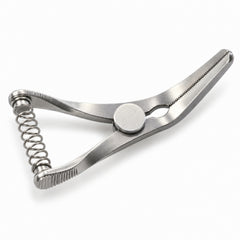 DeBakey Bulldog Clamp – Angled, 35 mm Jaw — reverse three-quarter view, catalogue illustration on white background