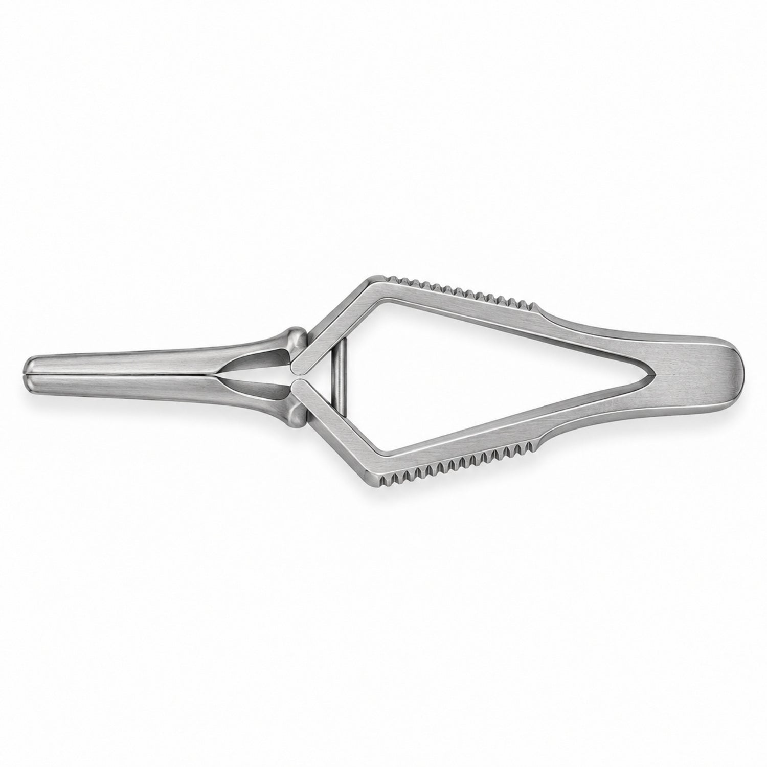 DeBakey Cross-Action Bulldog Clamp – Straight, 30 mm — top view, catalogue illustration on white background
