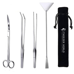 Aquarium Scissors Tweezers Spatula Tool 4 in 1 Stainless Steel Tools Set