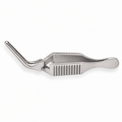 Diethrich Micro Bulldog Clamp – Angled, 12 mm — top view, catalogue illustration on white background