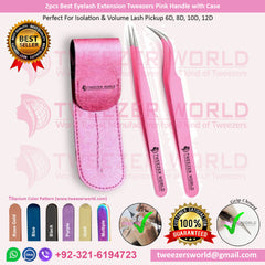 Titanium Pink 2pcs Best Eyelash Extension Tweezers Set