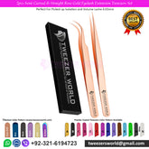 2pcs Semi Curved & Straight Rose Gold Eyelash Extension Tweezers Set
