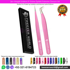 2pcs Straight Isolation & Volume Eyelash Extension Tweezers Set