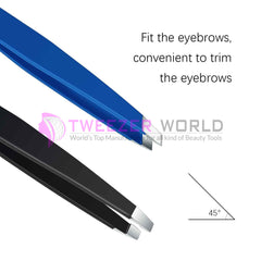 2pcs Top Rated Black & Blue Best Brow Tweezers Set