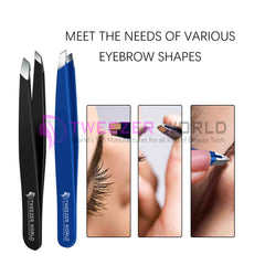 2pcs Top Rated Black & Blue Best Brow Tweezers Set