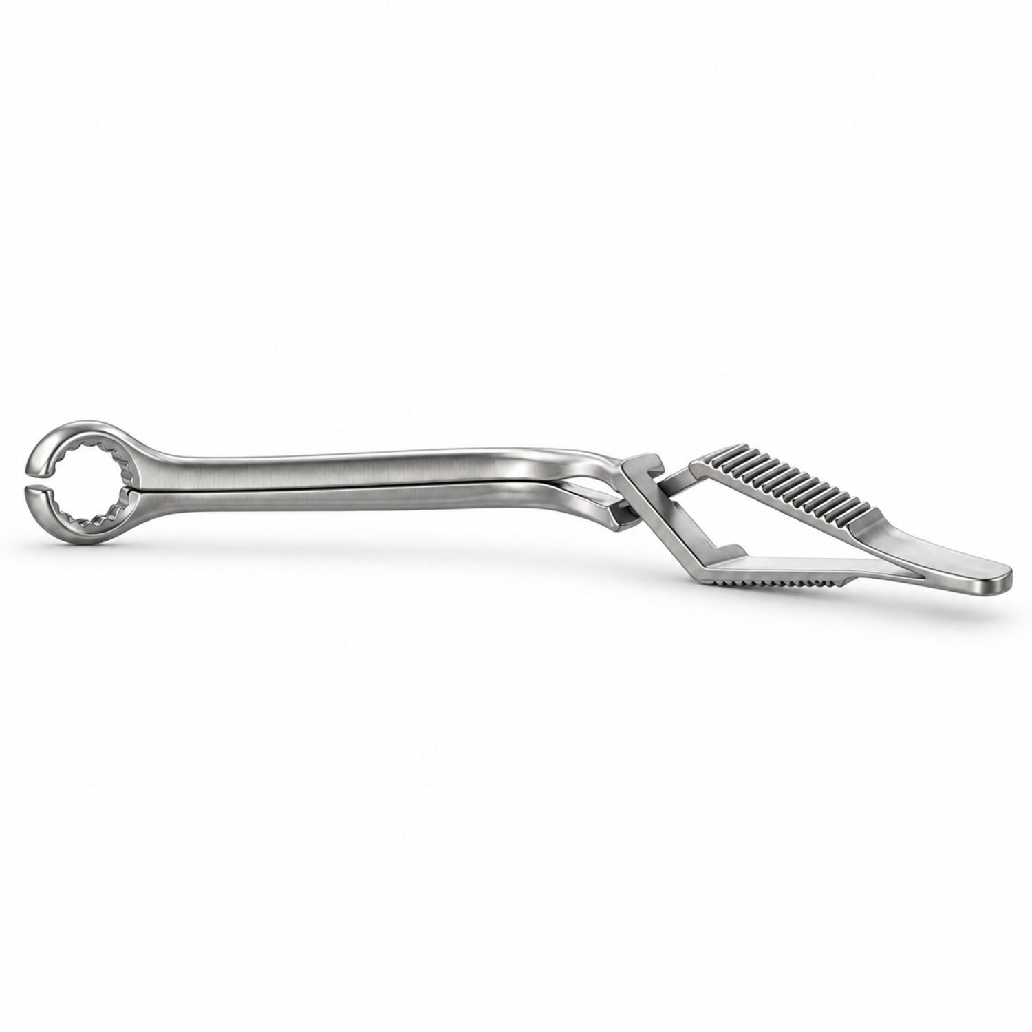 Calman Carotid Bulldog Clamp – Angled, 40 mm Tip — side profile, catalogue illustration on white background