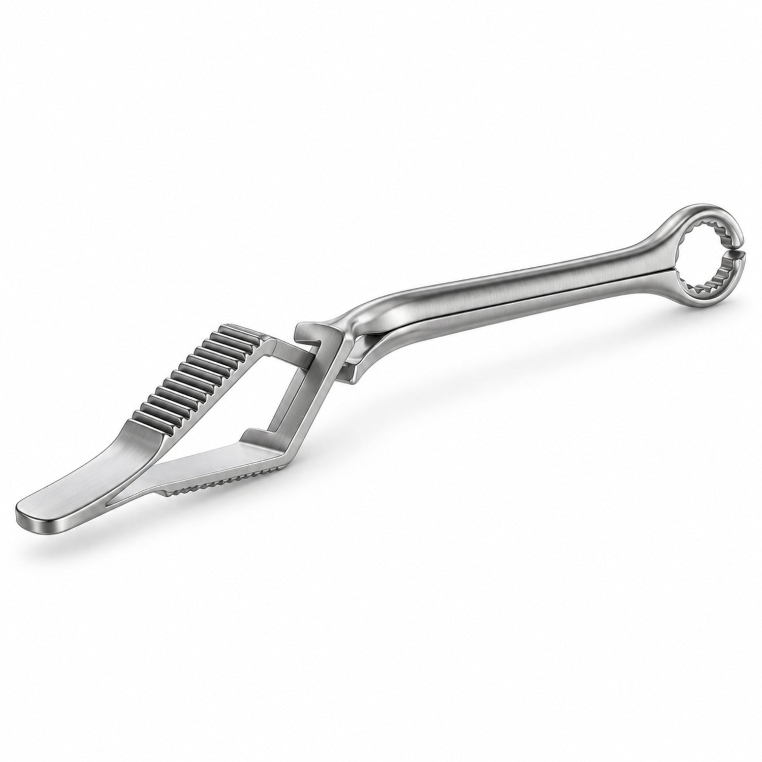 Calman Carotid Bulldog Clamp – Angled, 40 mm Tip — reverse three-quarter view, catalogue illustration on white background