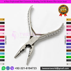 Best 4Pcs Hair Extension & Beading Tool Kit Remove Plier Set for beads
