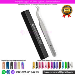 45 Degree Angled S-Curved Eyelash Extension Tweezers