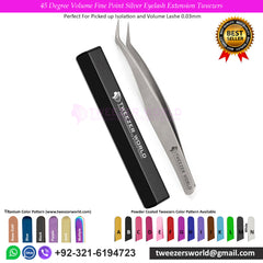 4pcs Volume & Isolation Silver Eyelash Extension Tweezers Set