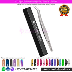 45 Degree Volume Silver Eyelash Extension Tweezers