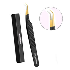 45 Degree tweezers gold black fiber tip TWEEZER WORLD