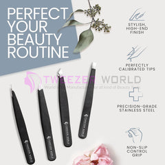 4pcs Premium Quality Black Eyebrow Tweezers Best Tweezers For Plucking Hair