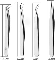 4PCS Eyelash Tweezers for Eyelash extensions, Eyelash Extension Tweezers Set