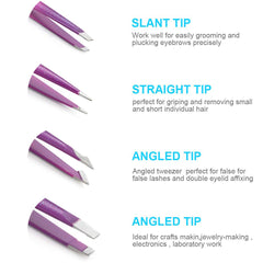 Slant Tweezers for Eyebrow - Professional Stainless Steel Slant Tip