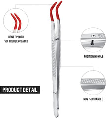 Rubber Bent Tip Tweezers for Jewelry Making | 2 Pieces