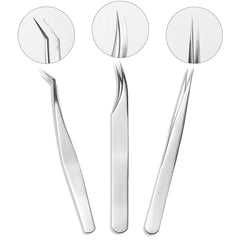 3pcs Eyelash Extension Tweezers Kit Professional Tools