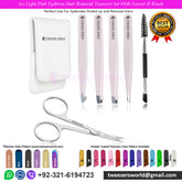 6cs Light Pink Eyebrow Hair Removal Tweezers Set With Scissor & Brush