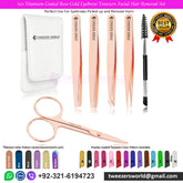 6cs Titanium Coated Rose Gold Eyebrow Tweezers Facial Hair Removal Set