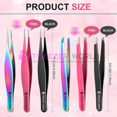 6cs Multiple Colors & Style Professional Eyebrow Tweezers Set