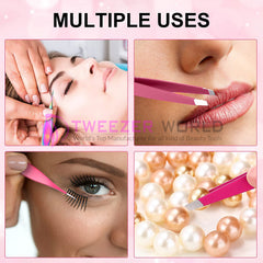 6cs Multiple Colors & Style Professional Eyebrow Tweezers Set