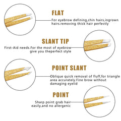 4pcs Rose Gold Professional Stainless Steel Tweezers