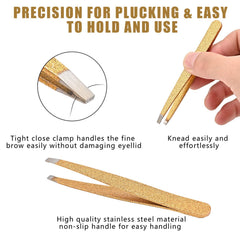 4pcs Rose Gold Professional Stainless Steel Tweezers