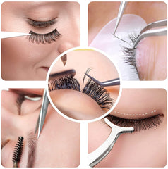 5pcs Eyelash Tools, False Eyelash Curler, Straight Tips Tweezers Set