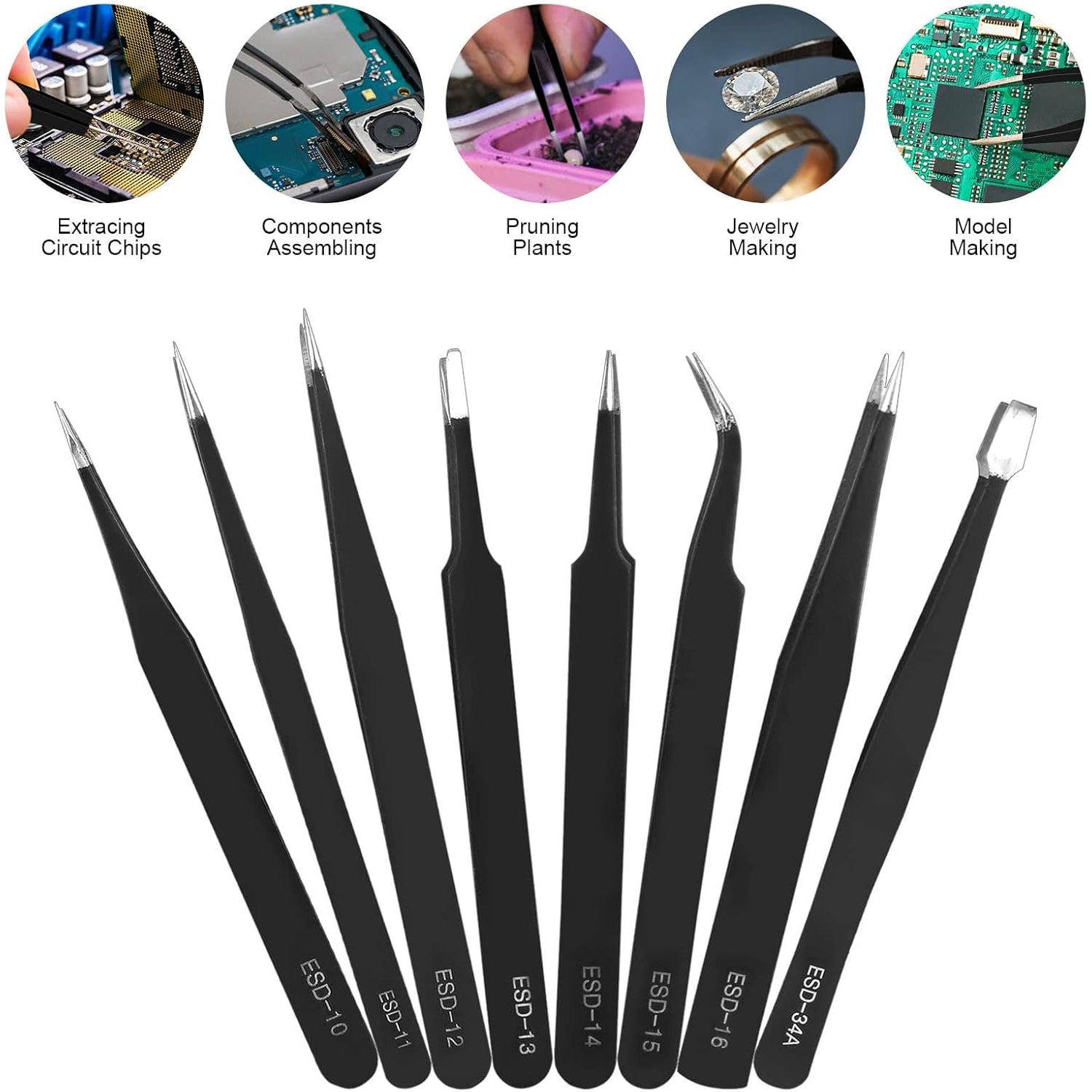 8pcs Non-Magnetic Tweezers set - TWEEZER WORLD