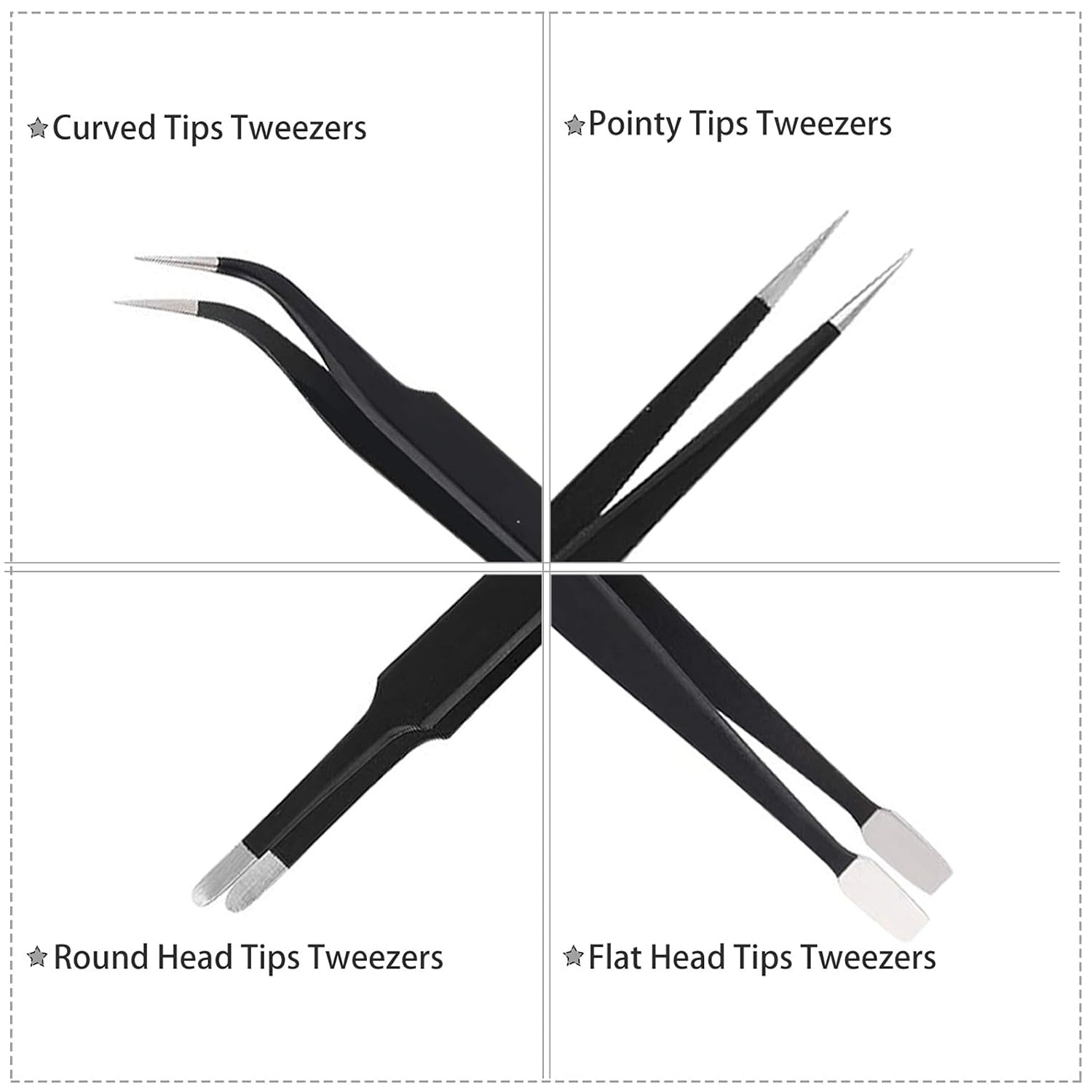 8pcs Tweezer set for electronics Points - TWEEZER WORLD