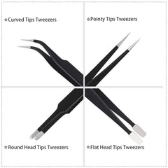 8pcs Tweezer set for electronics Points - TWEEZER WORLD