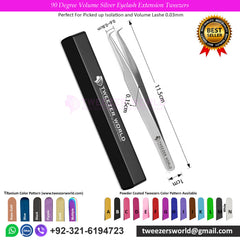 2pcs 90 Degree Volume & Straight Isolation Eyelash Extension Tweezers Set