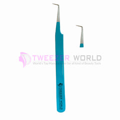 Professional 90 Degree Blue Handle Best Eyelash Tweezers