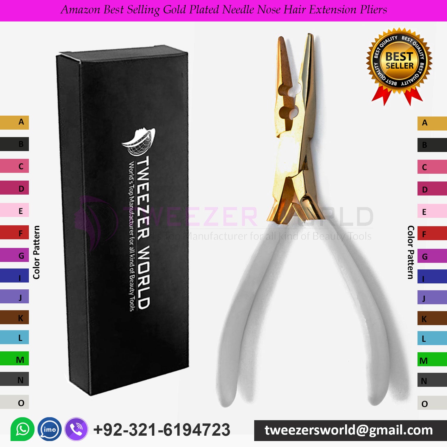 Best Selling Gold Plated Needle Nose Hair Extension Pliers