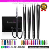 Amazon Hot Seller 5pcs Black Set Scissor Tweezers For Eyebrows