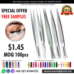 Best Eyelash Isolation Tweezers Straight Tip - TWEEZER WORLD