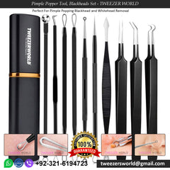 Black Pimple Popper Tool, Blackheads Set - TWEEZER WORLD