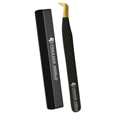 Black Gold Volume Boot Eyelash Extensions Tweezers - TWEEZER WORLD