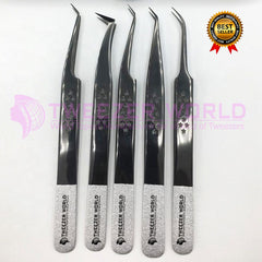 Black lash Extensions Tweezers Set with Eyelash - TWEEZER WORLD