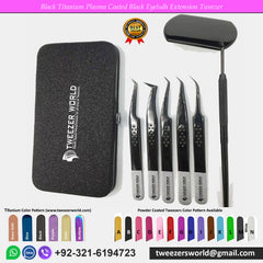 Black lash Tweezers Set with Eyelash set - TWEEZER WORLD