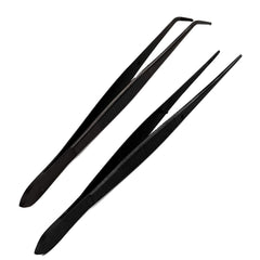 Stainless Steel Kitchen Culinary Tweezers Tip Online Shop by Tweezer World with Curved & Straight Chef Kitchen Black PVC Round
