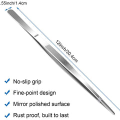 Kitchen tweezers Stainless Steel Long tweezer with Precision Serrated Tips for Surgical, Cooking