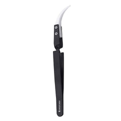 Ceramic Curved Tip Eyebrow Tweezers Stainless Steel Handle Lash Tools