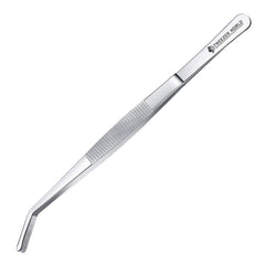 Professional Tongs for Chef Curved Serrated Tip & Handle Plating Tweezer