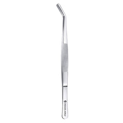 Professional Tongs for Chef Curved Serrated Tip & Handle Plating Tweezer
