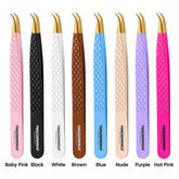 Curved Eyelash Tweezers Color Handle Gold Tip | TWEEZER WORLD®
