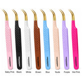 Curved Lash Tweezers Color Handle and Gold Tip | TWEEZER WORLD®